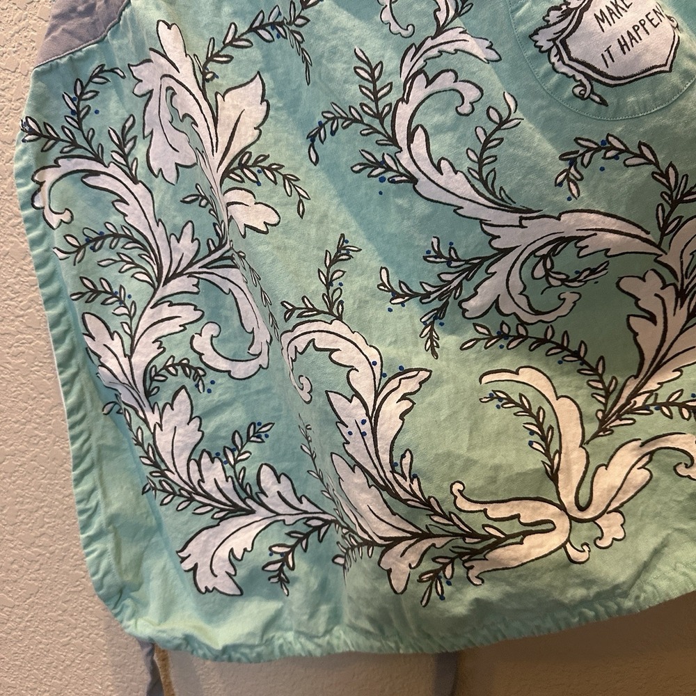 Anthropologie Molly Hatch Apron Make it Happen Blue Shower Hostess Mom 27x32 - Picture 3 of 5